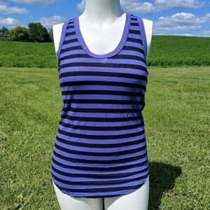 NEW NWT Michael Stars Purple and Black Striped Tank Top Shirt size M stripes